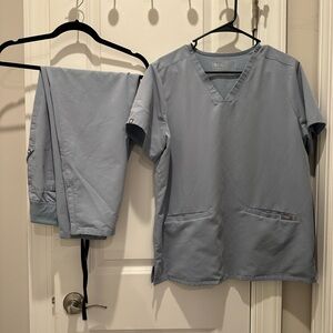 Figs Dusty Blue Women's Scrub Top and Pants Set